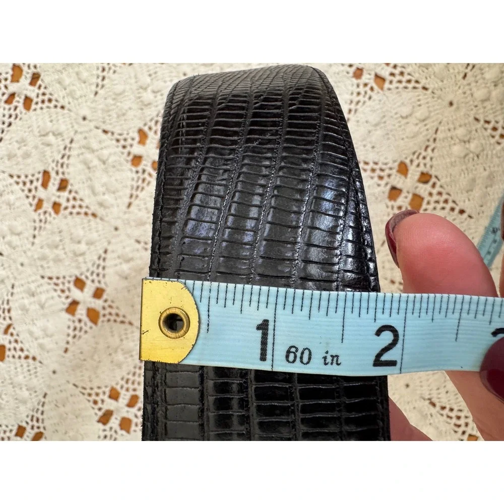 Ellen Tracy Black Embossed Leather Belt‎ Sz M